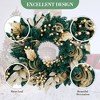Pre-Lit Christmas Wreath, Artificial Christmas Wreath with LED Lights, Holiday Wall Decors with Gold Flowers and Berries for Front Door - 4 of 4