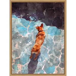 Amanti Art Dogs Life Wading by Justyna Jaszke Framed Canvas Wall Art - 1 of 4