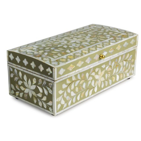 Gauri Kohli Jodhpur Mother Of Pearl Decorative Box, Beige, 16