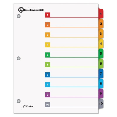 Cardinal 100% Recycled OneStep Index System Multicolor 10-Tab 11 x 8-1/2 1 Set 71018