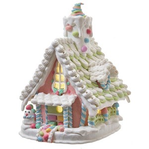 Kurt Adler 12.5-Inch Battery-Operated Light Up Pastel Gingerbread House - 1 of 4
