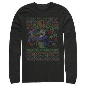 Men's Batman Ugly Christmas Joker Hammer Long Sleeve Shirt - 1 of 3