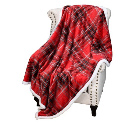 Catalonia Plaid Fleece Throw Blanket, Super Soft Warm Snuggle Christmas Holiday Throws for Couch Cabin Decro, Checkered, 50x60 inches