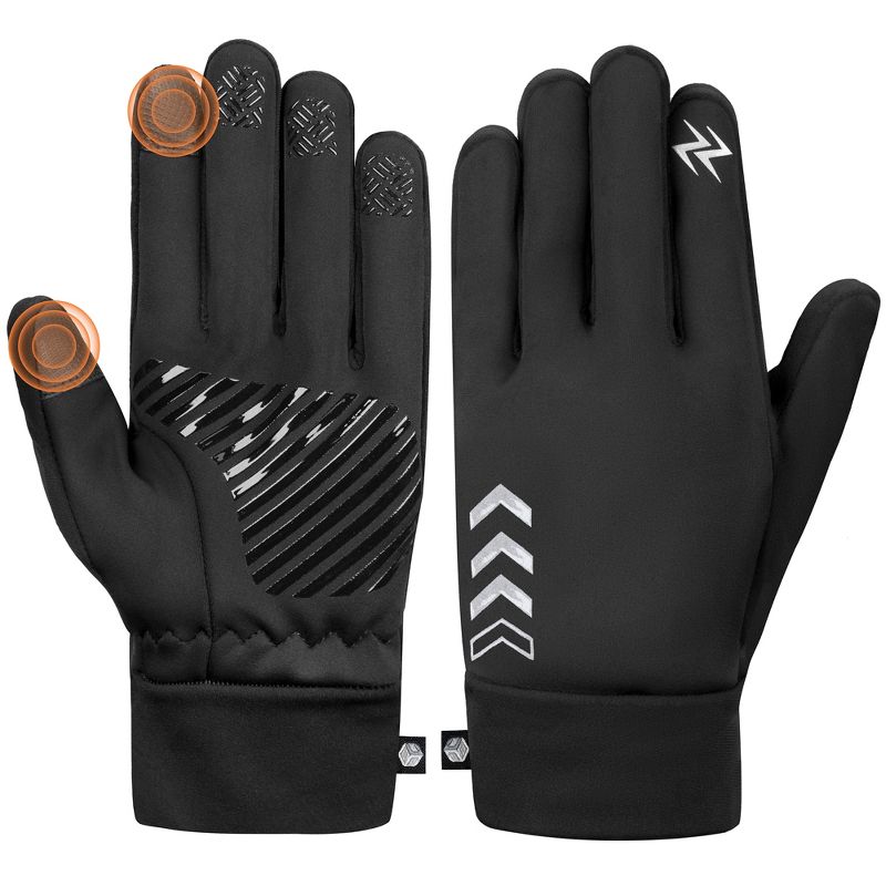 SUN CUBE Winter Gloves Men Women, Touch Screen Thermal Fingertips, Cold Wind Resistant Running Cycling Hiking Driving (Black, Small)