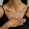 Women's Gold - Toned Copper Necklace and Earrings Set - Minimalist Elegance - 4 of 4