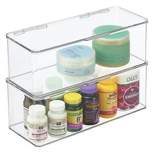 mDesign Plastic Bathroom Vanity Organizer Bin Box with Hinged Lid, 2 Pack - Clear, 5.5 x 13.3 x 5