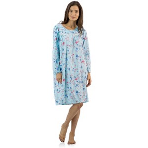 Casual Nights Women's Long Sleeve Floral Embroidered/Pintucked Night-Gown - 1 of 4
