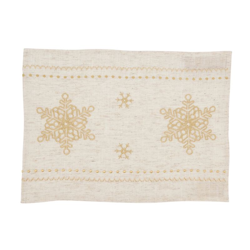 Saro Lifestyle Dazzling Embroidered Snowflake Placemat (Set of 4), 1 of 5