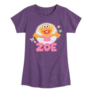 Girls' - Sesame Street - Zoe Scribble Fitted Short Sleeve Graphic T-Shirt - 1 of 4