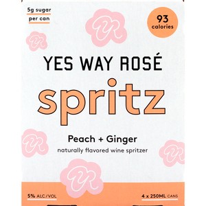 Yes Way Rosé Peach + Ginger Wine Spritz - 4pk/250ml Cans - 1 of 4