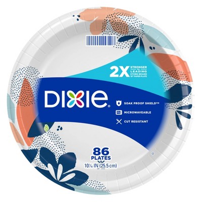 Dixie 10 inch Paper Plates, Dinner Size Printed Disposable Plate, 204 Count (3 Packs of 68 Plates), Size: 2XL