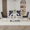 NicBex Dining Table Set for 4 Kitchen Table Rectangular Transprant Tempered Glass Dining Tabletop with 4 PU Chairs - 2 of 4