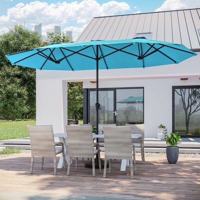 Sonkuki 13 x 7.2Ft Double-Sided Patio Umbrella with Large Canopy Outdoor Table Umbrella for Garden, deck and pool