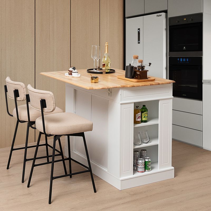 Costway Kitchen Island with Storage Drop Leaf Breakfast Bar Table with Top Freestanding Buffet Sideboard, 2 of 9