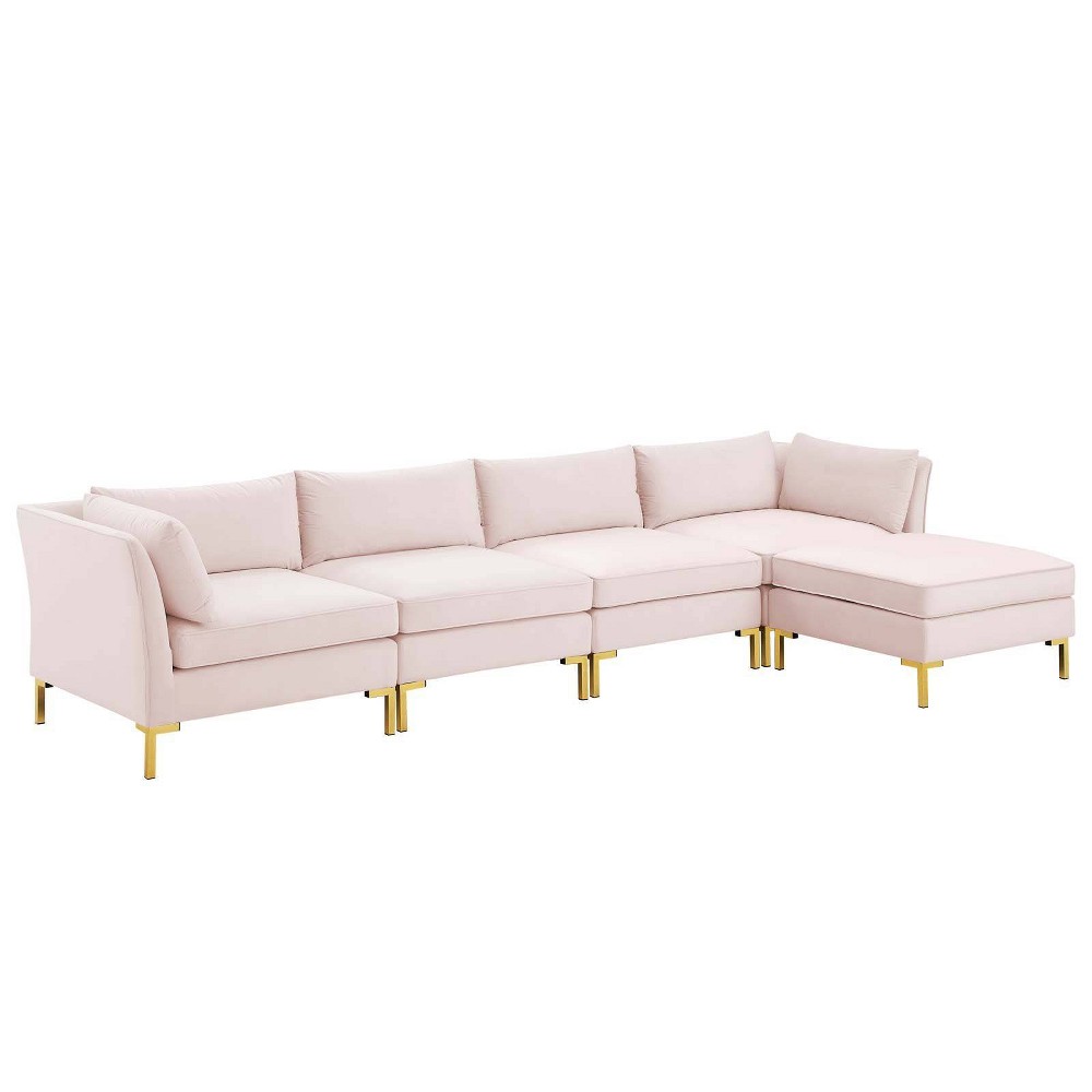 Photos - Sofa Modway 5pc Ardent Performance Velvet Sectional  with Ottoman Pink  