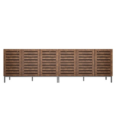 Farmhouse Dark Brown MDF 91" Sideboard Buffet with Adjustable Shelves