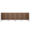 Farmhouse Sideboard Buffet Storage Cabinet with Strip Skeleton Door and Adjustable shelves, for living room dining room kitchen - 2 of 4