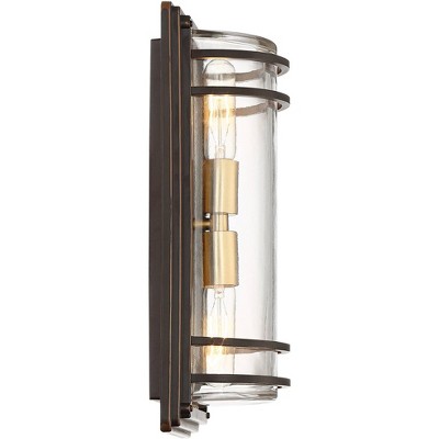 Habitat Modern Bronze and Brass Outdoor Wall Light with Clear Glass