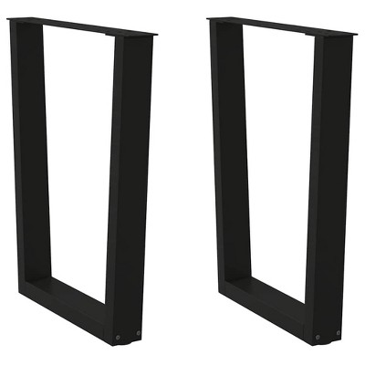 vidaXL Dining Table Legs, V-Shape 2 Pieces, Black, 60 x (72-73.3) cm, Steel, Leg for Table, Dining Room Table Leg, Table Leg for Dining Table