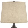 360 Lighting Lynn 26" Tall Skinny Buffet Modern Table Lamps Set of 2 Black Finish Metal Burlap Linen Shade Living Room Bedroom Bedside Nightstand - 2 of 4