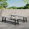 Set of 2 Industrial 63" Acacia Wood Outdoor Benches with Slatted Seat Design for Patio Seating -3irtyhousy - 2 of 4