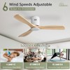 Sofucor 52'' Ceiling Fan Without Lights Modern Flush Mount Ceiling Fan No Light with Remote Control 3 Wood Blades for Bedroom/Farmhouse/Patio/Indoor - 4 of 4
