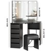 Corner Vanity Desk Set with 3-Folding Lighted Mirrors, Makeup Vanity Table with Charging Station - 4 of 4