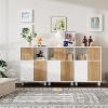 Acekool Modern Wooden Storage Cabinet with Sliding Doors, Adjustable Shelves, Floor Sideboard for Bathroom, Living Room & Small Spaces - 3 of 4