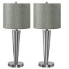 Monarch Specialties Lighting Set Of 2 24inchH Table Lamp Usb Port Included Nickel Metal Grey Shade Contemporary - image 2 of 4