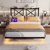 Racxily Floating Bed Frame, Headboard with USB Charging & LED Lights, Storage Platform - 3 of 4