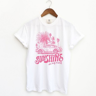 Simply Sage Market Women's Sunshine On My Mind Car Short Sleeve Garment Dyed Tee