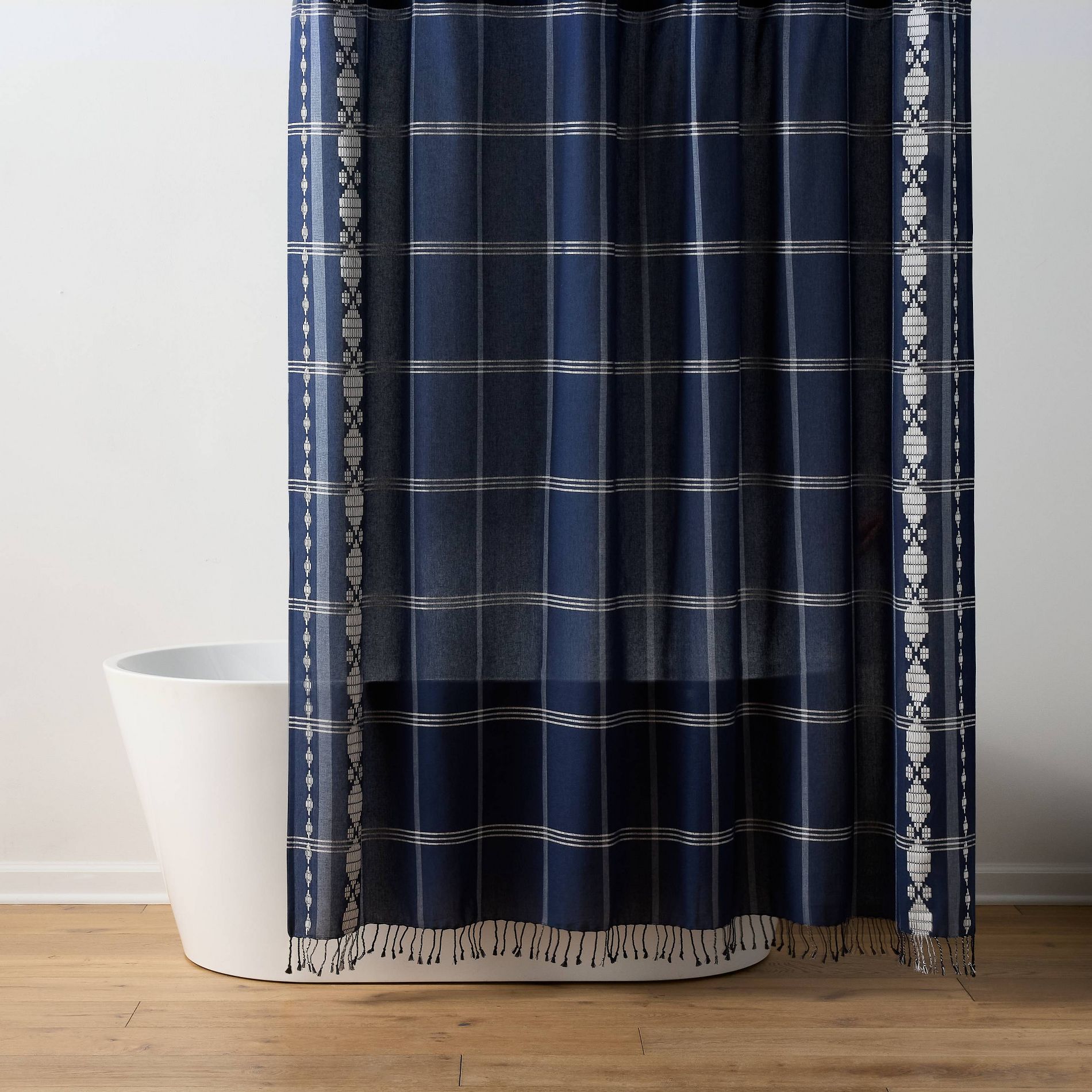 Americana Diamond Border Shower Curtain Blue - Threshold™
