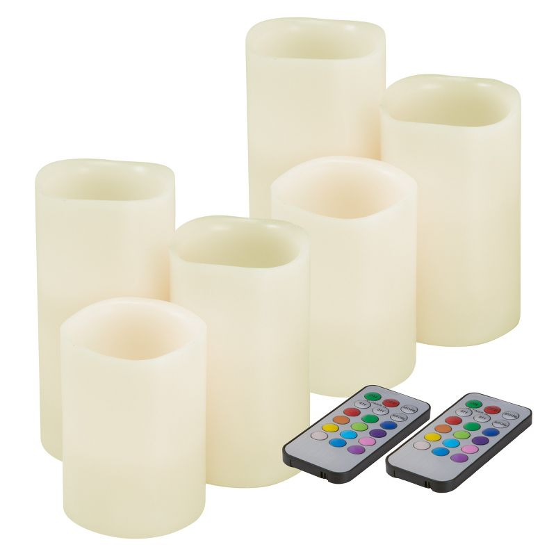 Flameless LED Candles – 6-Piece Color Changing Flameless Candle Set with Remote for Home, Wedding, Bridal Shower, and Christmas decor by Lavish Home, 5 of 7