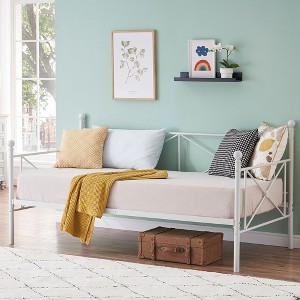 VECELO Metal Daybed with Headboard Heavy-duty Slats Support Sofa Bed Platform Mattress Foundation, Easy Assembly - 1 of 4
