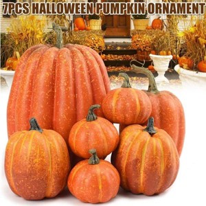 Fake Foam Pumpkins for Halloween decorations Realistic Artificial Pumpkin Ornaments set for Festival Party Decor - 1 of 4