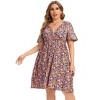 Women's Plus Size A Line Party Mini Dress Knee Length Wrap Dress  redf X-Large - 4 of 4