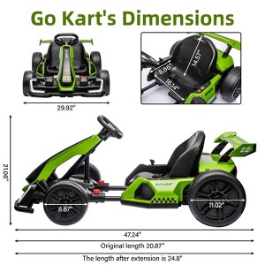 24V Go Karts for 6-12 Kids, Electric Ride on Drift Car with 2 x 150W Powerful Motors, 8mph Max Speed, Safety Belt, Music, Max Load 110lbs Ride on Toy - 1 of 4
