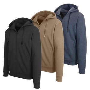 Blue Ice Men's Fleece Line Full Zip-Up Hoodie Sweatshirt-3 Pack - 1 of 3