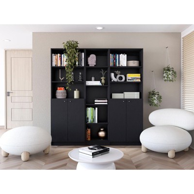 NicBex Bookcases for Home Office 3 Piece Bookcase Set 67" Wide Storage Bookshelf with 11 Shelves and 2 Double-Door Cabinet