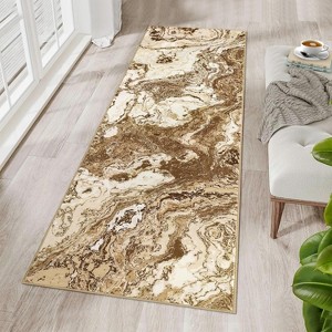 Homhougo Modern Marble Rug, Ultra-Thin Washable Rug Boho Abstract Marble Pattern Area Rug, Non Slip Low Pile Soft Luxury Bedroom Rug, Ideal - 1 of 4