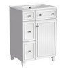 Okak 24" Bathroom Vanity with Ceramic Sink, Modern Style Bathroom Sink Vanities with 2 Drawers & 1 Soft Close Door - 3 of 4