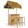 Nestfair 3pc Hawaiian-style Bar Height Patio Set with PE Grass Canopy for Dining and Drinking Natural - 4 of 4
