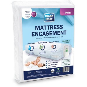 CleanRest Zippered Mattress Protector/Encasement - Waterproof, Hypoallergenic & BedBug Proof - 1 of 4