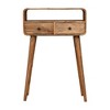 Solid Wood Scandinavian Legs 2-Drawer Mini Curved Console Table with Open Slot - 2 of 4