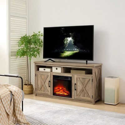 NicBex TV Stand for 65 Inch TV with Cabinets,TV Entertainment Center with 18 Inch Fireplace Insert and Shelves,TV Console Table for Living Room