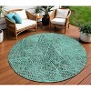 Teal Blue And Charcoal Geometric Washable Indoor Outdoor Area Rug - 2 of 4
