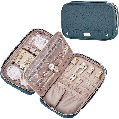 Travel Jewelry Case, Holiday Organizer for Necklaces, Earrings, Rings, Bracelets, Watch, Pink