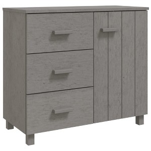 vidaXL Solid Pinewood Sideboard HAMAR - Light Gray Decorative Cabinet with 1 Door and 3 Drawers, Stable and Spacious Wooden Highboard Furniture - 1 of 4