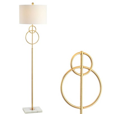 60" Marble Haines Modern Circle Floor Lamp (Includes LED Light Bulb) Gold - JONATHAN Y