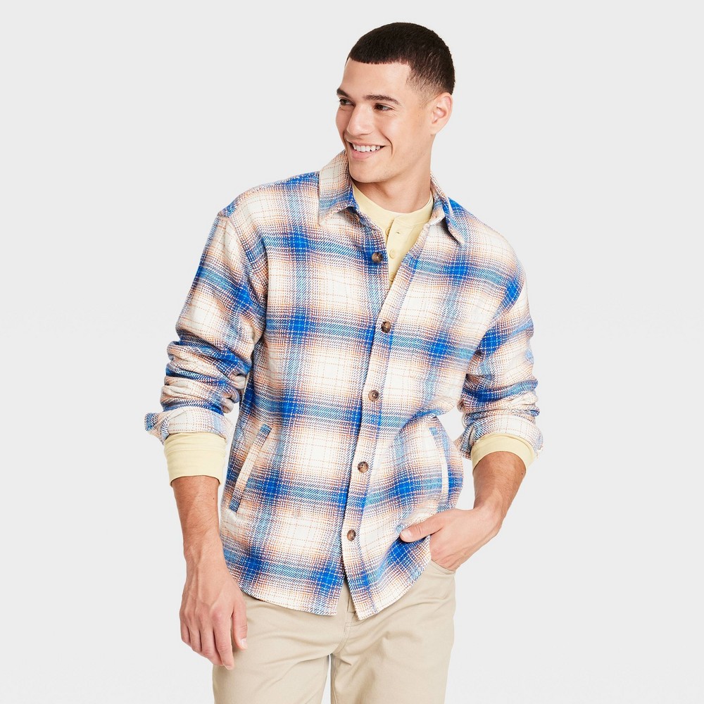 Men's Heavyweight Flannel Long Sleeve Button-Down Shirt - Goodfellow & Co™ Sky Blue M